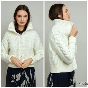 Christy Lynn Iris Cable Knit Cardigan Crean Wool Blend Size XS‎